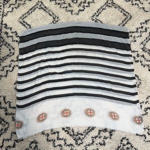 Black, white & camel oversized striped scarf